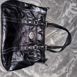 Black Leather Coach Tote Bag 