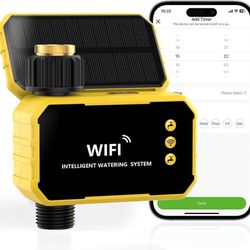 new WiFi Sprinkler Timer with Brass Inlet, Smart Solar WiFi Water Timer for Garden Hose No Need Hub, Rain Delay/Auto/Manual Override, Alexa/Google Ass