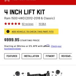 4 Inch Lift Kit For Ram1500 4wd(2012-2018)