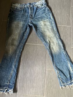 mnml Distressed Blue Denim Jeans Flared