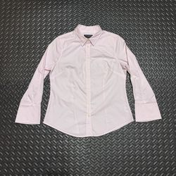 Banana Republic Button Down Shirt Tailored Fit Pink Office Womens Petite 12P