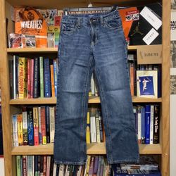 OLD NAVY-boy’s dark wash ‘LOOSE DIDLEY BOOTCUT’ cotton denim jeans