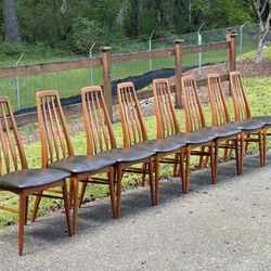 Mid Century Modern Set Of 8 Eva Chairs By Niels Koefoed For Koefoed Hornslet 