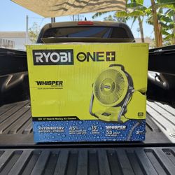 NEW RYOBI ONE+ 18V Cordless Hybrid WHISPER SERIES 12 in. Misting Air Cannon Fan w/ 1.5Ah Battery & Charger