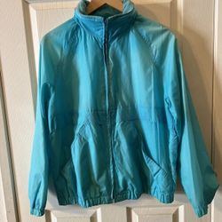 Vintage Pacific Trail Jacket Sz M Teal Long Sleeves Windbreaker Hidden Hoodie