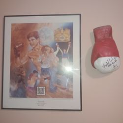 Michael Carbajal Framed Poster And Autographed Boxing Glove