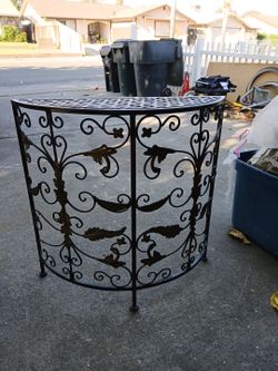 Wrought Half-Moon Iron Demilune Console Table