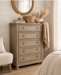 Tall 5-Drawer Wood Chest Dresser