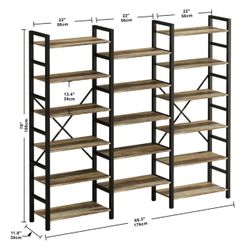 6 Tier Triple Wide Industrial Bookshelf (like new)