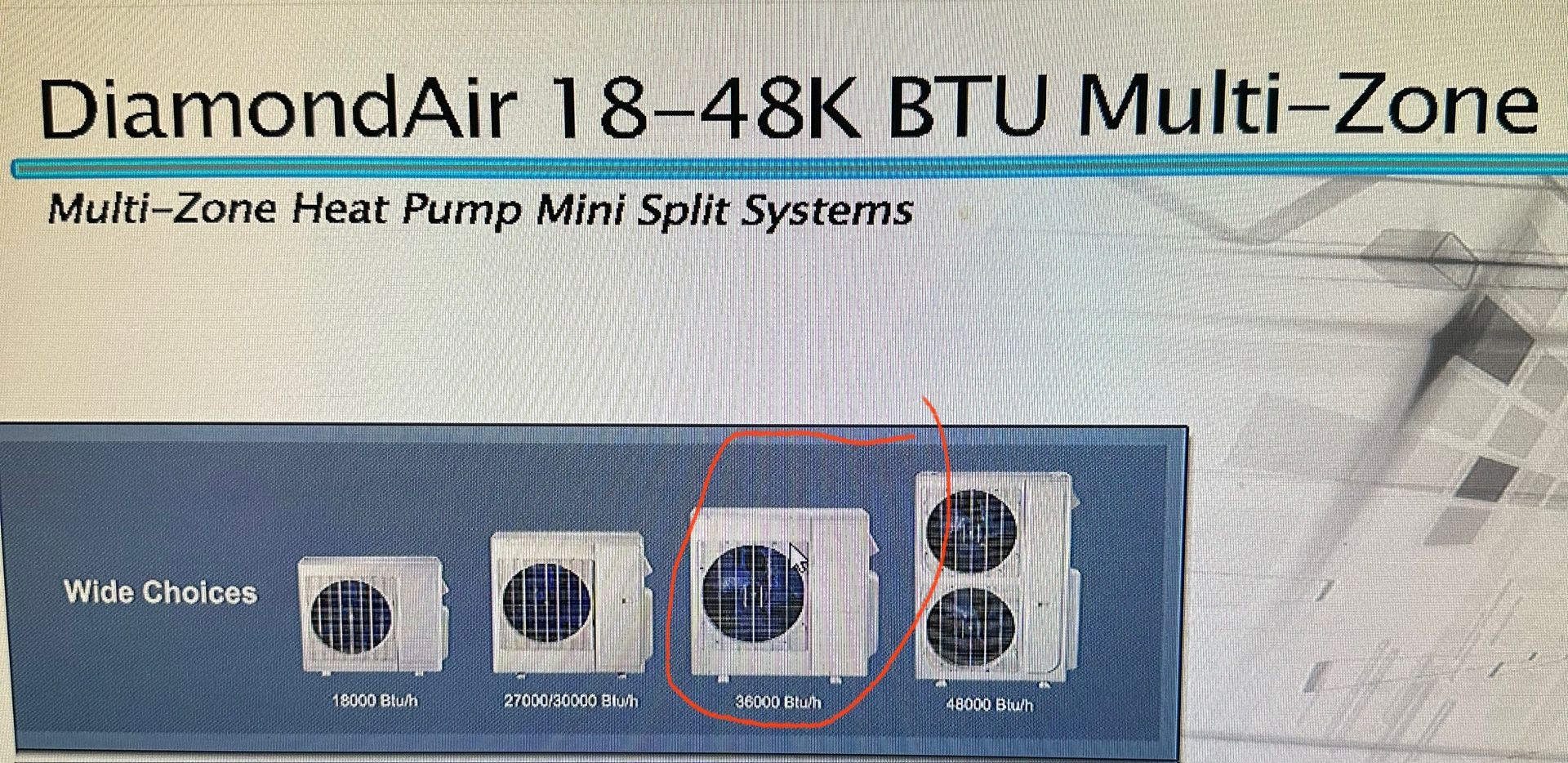 Air Conditioning Diamond air 36K BTU Mini Split Zone
