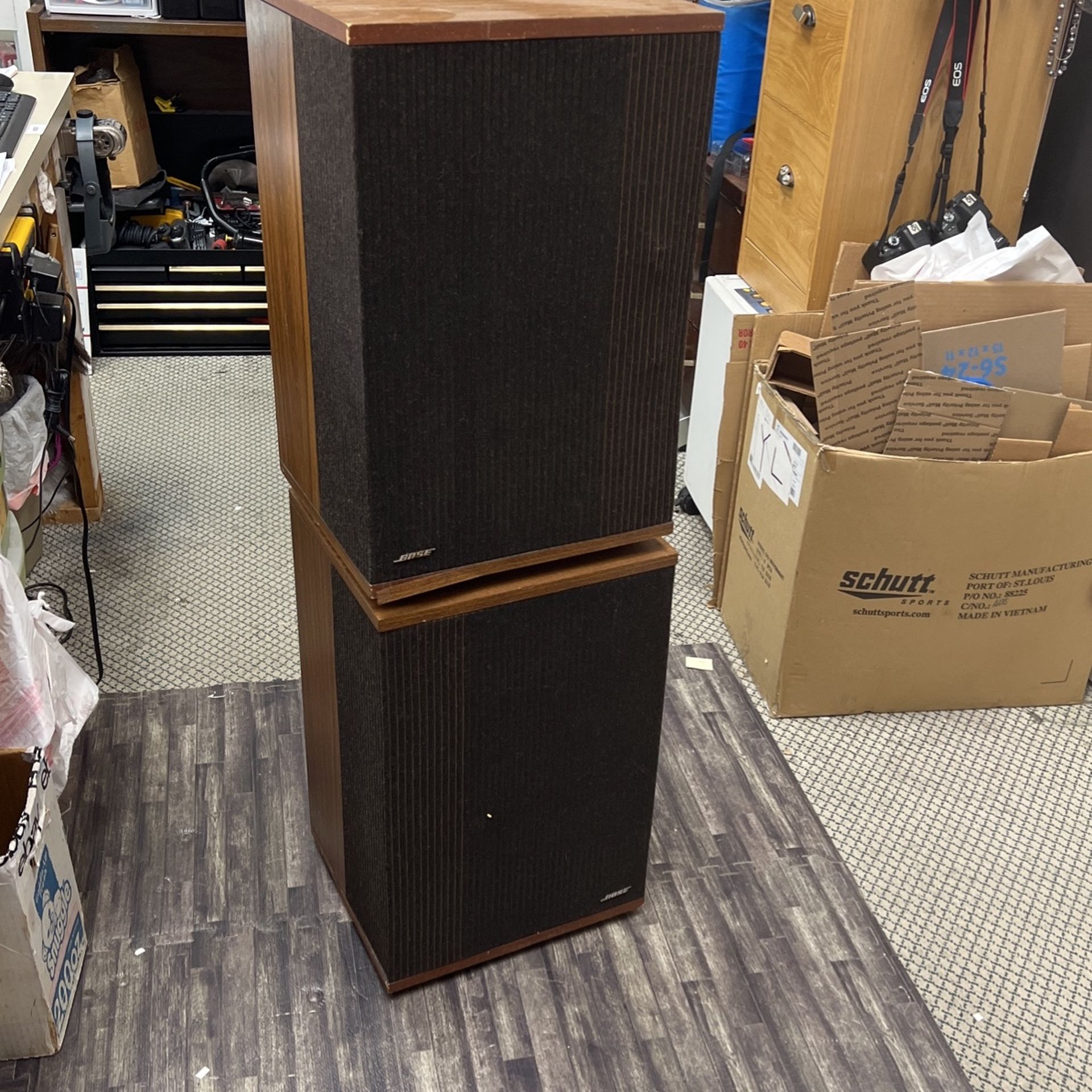 Vintage Audio Bose 501 Series IV Teak Grained Speakers 