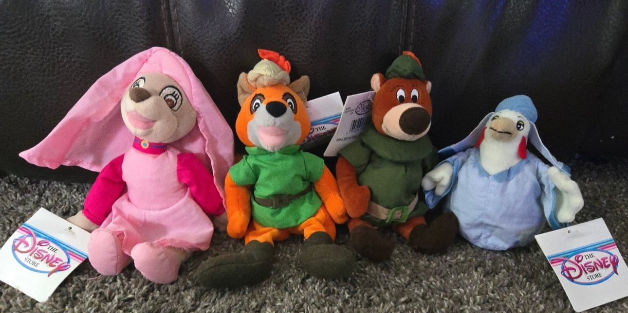 BRAND NEW WITH TAGS DISNEY STORE ROBINHOOD BEAN BAG PLUSH BUNDLE