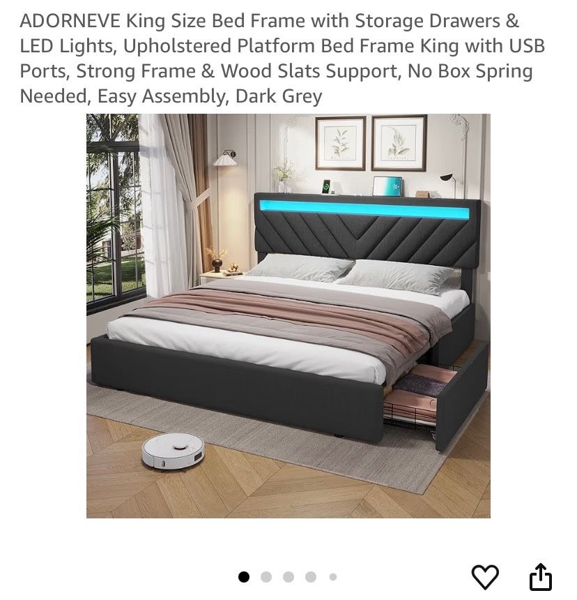 King Bed frame (Mattress & Box Springs Included)