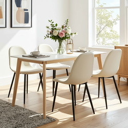 Homy Casa Charlton Fabric Beige Dining Chair set of 4 Open Box