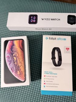 IPHONE XS UNLOCKED, WYZE WATCH 44, FITBIT