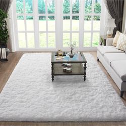 Ophanie Shag Area Rug for Living Room Bedroom Nursery 5x8 White Plush Soft