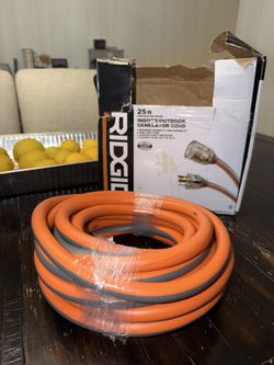 RIDGID 25 ft. 10/4 Heavy Duty Outdoor L14-30 Amp Generator Extension Cord with Lighted End, Orange/Grey $60 NEW PRICE IS FIRM