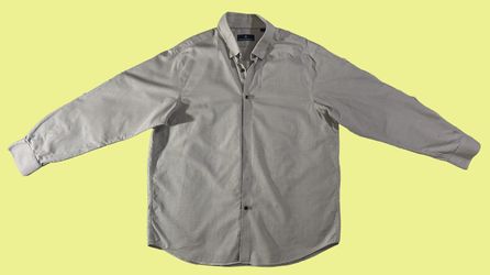 Hart Schaffner Marx XL Gray Textured Cotton Button-Up Shirt