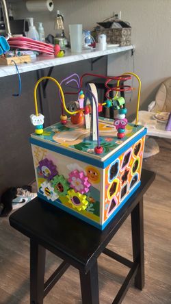 Multicoloured wooden activity box