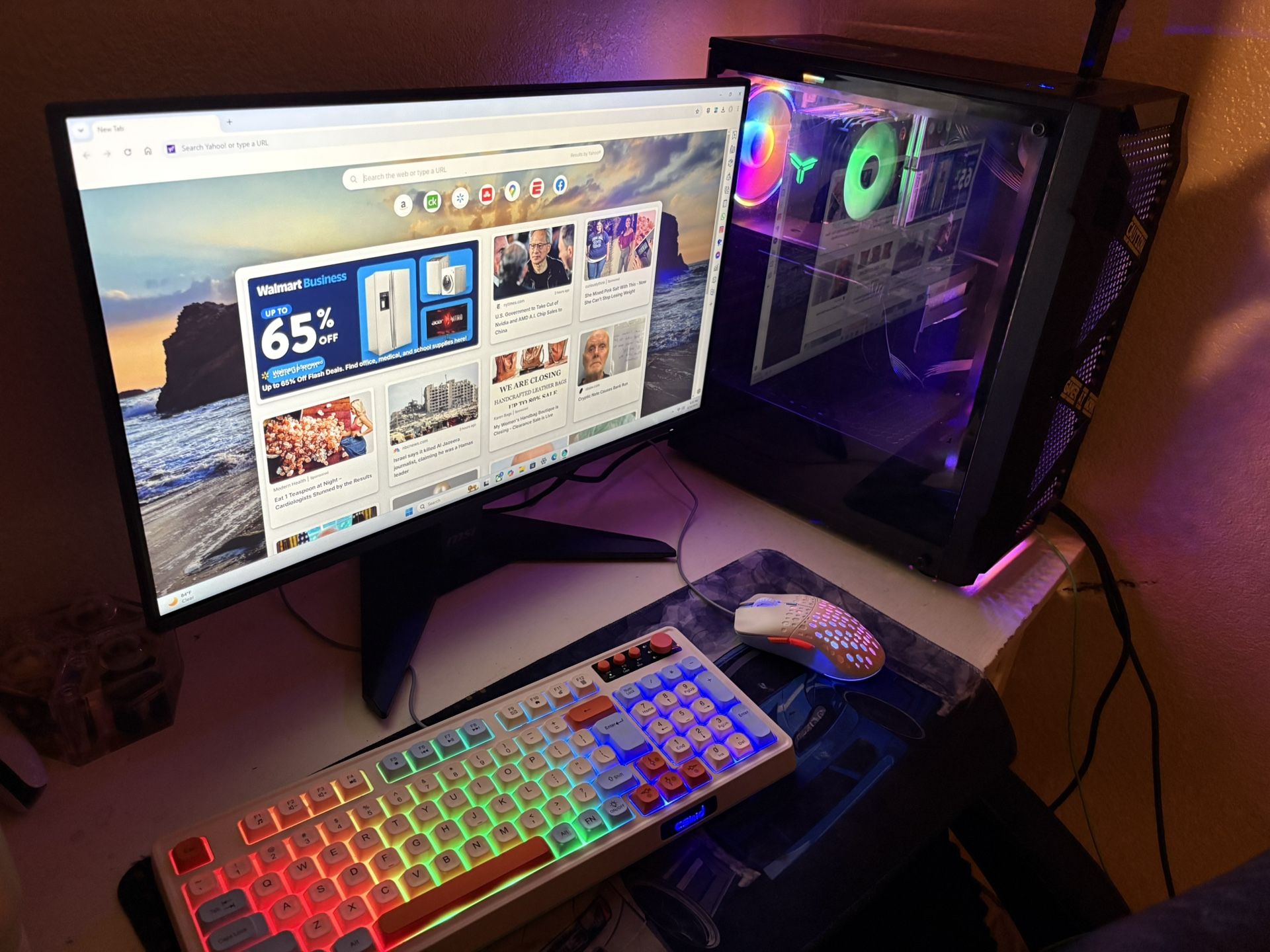 Gaming, Pc And Monitor and keyboard and mouse