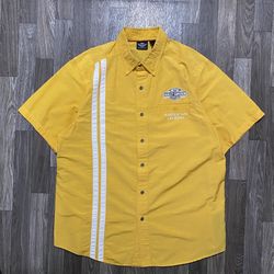 Harley Davidson Yellow Button Up Tee