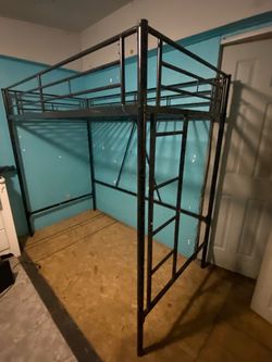 Loft bed black metal