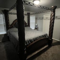 AFW-King Size Canopy Bed Frame 