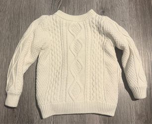 Toddler Cream Cable Knit Fleece-Lined Sweater (REVERSIBLE)