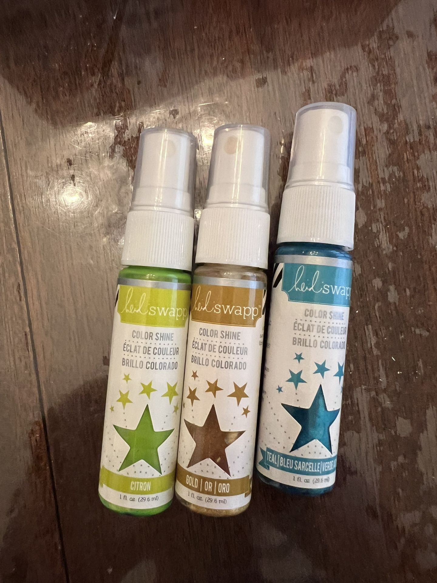 Heidi Swapp Color Shine Sprays, In Gold, Citron, Teal