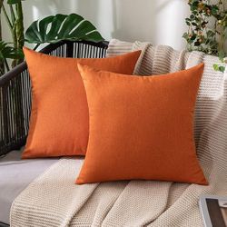 Vibrant Orange Farmhouse, Waterproof Patio Or Pool Area Pillow Covers. 24”X24” . Inserts Not Included.