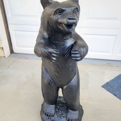 BLACK BEAR STATUE FIGURE DISPLAY LIFESIZE METAL HEAVY 42 INCHES TALL XL MAN CAVE CABIN 