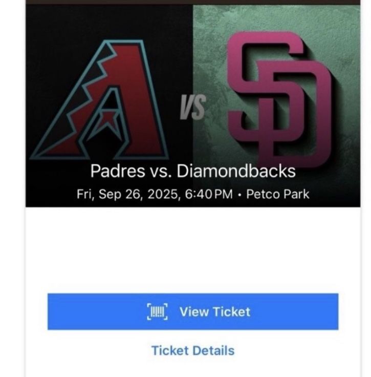 Padres vs Diamondbacks Ticket