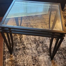 Metal and glass end table