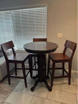 30” Round Solid Wood Pub Table Set with 3 Chairs – 42” Height