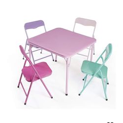 Kid’s 5 Piece Table & Chair Foldable, Padded  Set Colorful