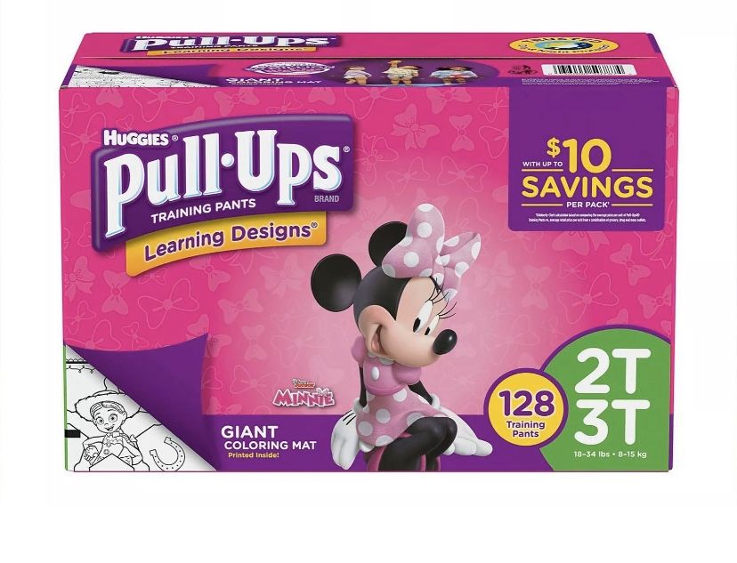 Huggies Pull Ups Training Pants, Learning Design Girls, 2T-3T, 128 Count