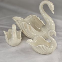 Vintage Lenox Small Porcelain Swan Trinket Dishes~Set Of 3~