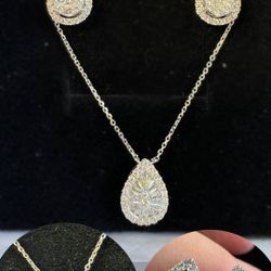 Pear Diamond Necklace and Earrings