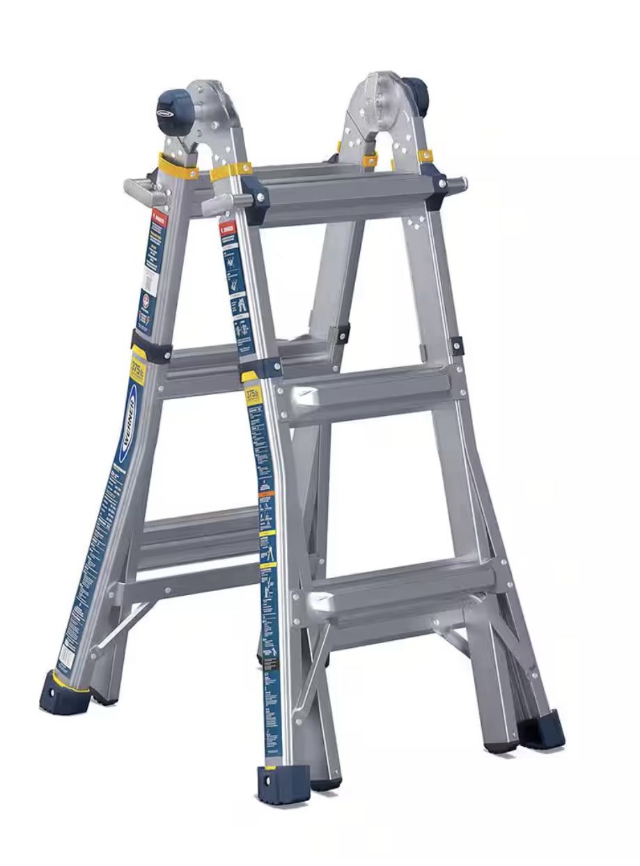 Werner 5 in 1 Multi Position Pro 14 ft. Reach Aluminum Adjustable Multi Position Ladder, 375 lb. Cap