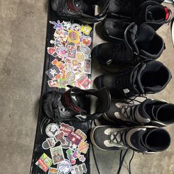 Snowboard 163 Cm With Extra Large Bindings And Boots Size 10, 11, 12, 13