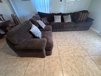 Brown L-Shaped Sectional Sofa