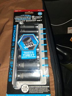 Power torque/9 piece thin wall deep impact socket set