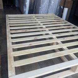 Base Queen Size Solid Wood Natural Wood