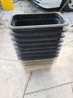 Used plastic food pan 1/3 size 6 inch deep