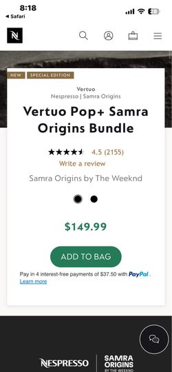 Vertuo Pop+ Samra Origins Bundle NIB