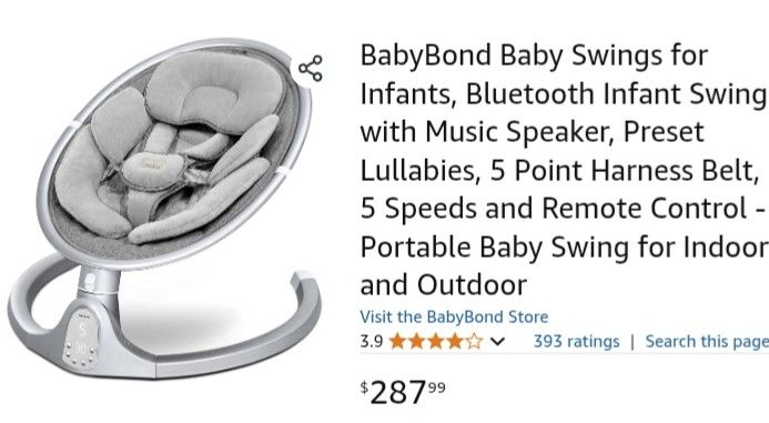 Baby Bond Bluetooth Baby Swing (For Infants)