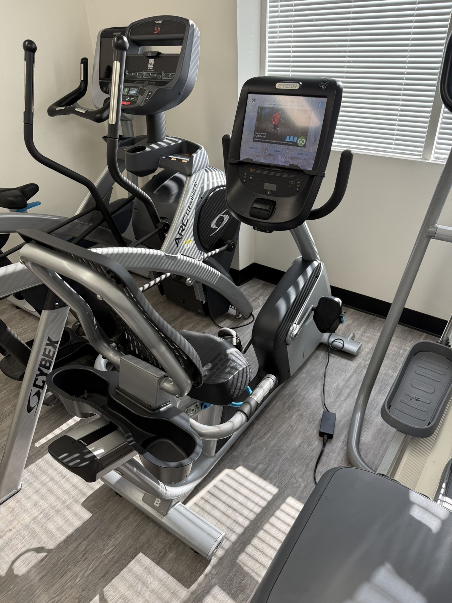Precor RBK recumbent bike, commercial gym equipment