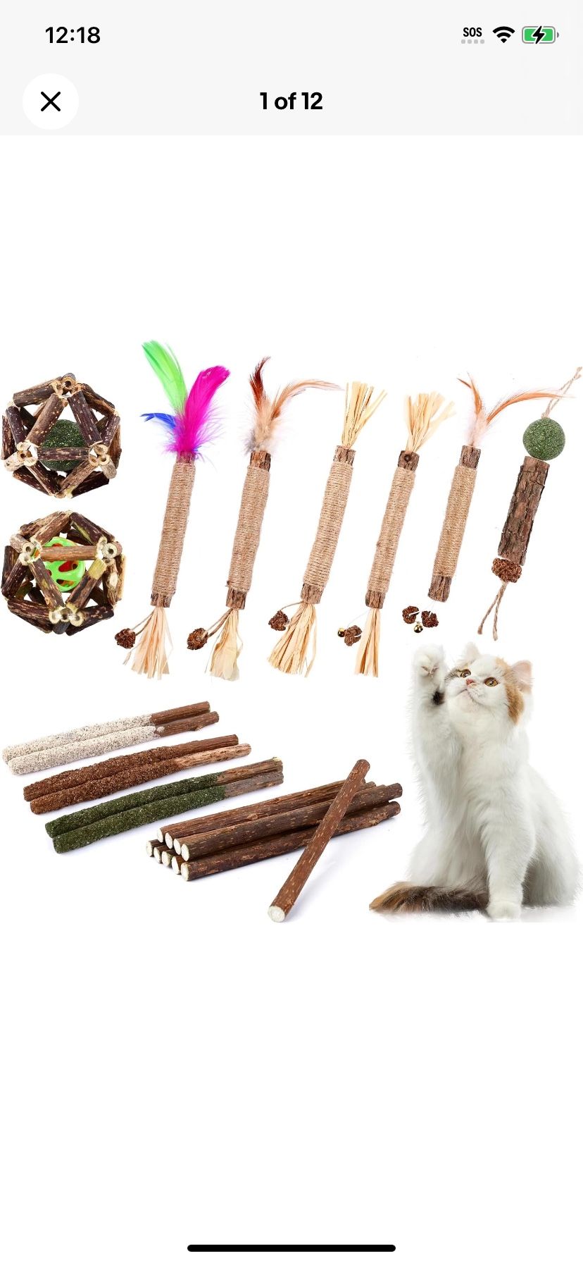 Catnip Chew Toys for Cats, 24 Pack Cat Toys with Silvervine Sticks