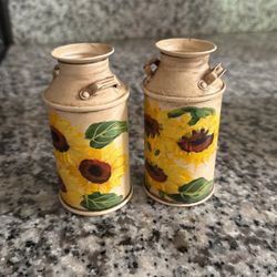 Hand Painted Sunflower Salt And Pepper Shakers 