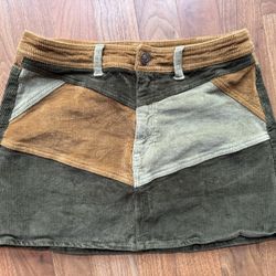 American Eagle AE High Rise A-Line Corduroy Colorblock Mini Skirt Sz 10